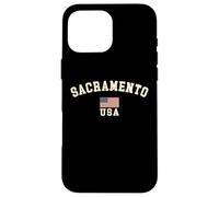 Vintage Sacramento USA American Flag CA Souvenir Retro Case for iPhone 16 Pro Max