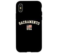 Vintage Sacramento USA American Flag CA Souvenir Retro Case for iPhone X/XS