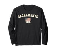 Vintage Sacramento USA American Flag CA Souvenir Retro Long Sleeve T-Shirt