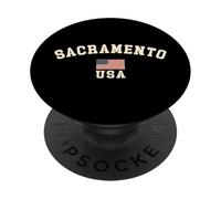 Vintage Sacramento USA American Flag CA Souvenir Retro PopSockets Adhesive PopGrip