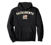 Vintage Sacramento USA American Flag CA Souvenir Retro Pullover Hoodie