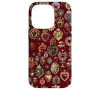Vintage Sacred Mosaic Heart Collage Red Religious Mystical Case for iPhone 14 Pro