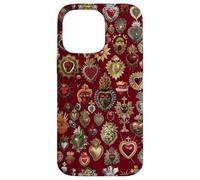 Vintage Sacred Mosaic Heart Collage Red Religious Mystical Case for iPhone 14 Pro Max