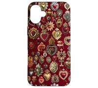 Vintage Sacred Mosaic Heart Collage Red Religious Mystical Case for iPhone 16 Plus