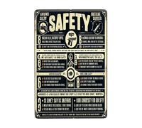 Vintage Safety First Metal Tin Sign - Industrial Style Wall Decor for Home, Garage, Man Cave Retro Antique Tinplate Poster for Indoor Outdoor Safety Awareness wall decor sign 12x16inch