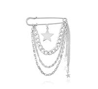 Vintage Safety Pins Brooch for Clothes Layered Chain Tassel Brooch Pins Stylish Dress Decorative Pins for Lapel Suit, Sweater, Hat, Scarf, Shawl Cute Y2k Grunge Punk Paper Clips Pins for Women Men, L,