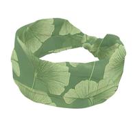 Vintage Sage Green Ginkgo Biloba Leaves Stretchy Headbands for Women, Non-Slip Hair Bands Fashion Sports Turban for Yoga Workout Daily Use
