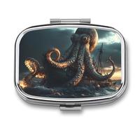 Vintage Sail Boat Cool Octopus Pill Box 2 Compartment Pill Case Decorative Organizer Storage Boxes Holder Cute