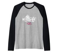 Vintage Sailboat and Union Jack Flag Manchester England UK Raglan Baseball Tee