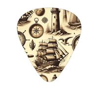 Vintage-Sailboats 12 Pack Guitar Picks With 3 Thicknesses And Storage Box, Abs Plectrums For Electric Bass Guitar Players