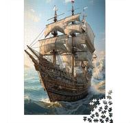 Vintage Sailing Ship 1000 Piece Jigsaw Puzzle for Adults Paper Puzzle Game Ocean Adventure Relaxing Family Activity Gift Home Decor Focus Boost 38x26cm/1000pcs