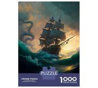 Vintage Sailing Ship 1000 Piece Jigsaw Puzzle Paper Puzzle for Adults Adventure Ocean Scene Relaxing Family Interaction Focus Gift Home Decor 38x26cm/1000pcs