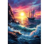 Vintage Sailing Ship at Sunset 1000 Pcs Jigsaw Puzzles Wildlife Plant Puzzles for Adults Teens Relaxing Fun Family Game Team Building Stress Reducing Autumn Durable Cardboard 1000 PCS
