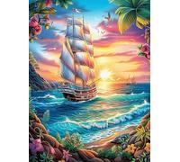 Vintage Sailing Ship at Sunset 300 Piece Jigsaw Puzzle for Adults Science Fiction Magical Dream Jigsaw Family Road Trip Activity Vibrant Whimsical Design Great Gift for Travelers 300 PCS