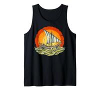 Vintage Sailing Ship Captain Sunset Ocean Waves Tank Top