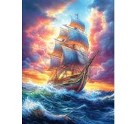 Vintage Sailing Ship in A Magical Glow 500 Pieces Premium Jigsaw Puzzle Wildlife Pet Adult Jigsaws Educational Challenge Mental Exercise Winter Gift Precision Cut Board 500