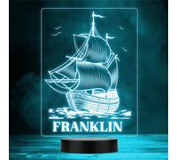 Vintage Sailing Ship Nautical Personalised Gift Colour Change LED Night Light | Personalised Gift For Home, Lamp Room Décor | Kids & Adults Night Lights With Name | Personalised Gift For Bedroom |