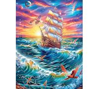 Vintage Sailing Ship on The Ocean 1000 Pieces Set Classic Jigsaw Puzzle Fairy Tale Scenery Cartoon Couple Puzzle Partners Mind Relaxation Wall Decor Easter New Year Creativity & Gift Giving 1000 PCS