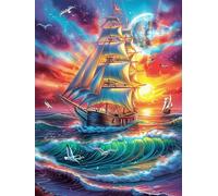 Vintage Sailing Ship on The Ocean 300 Piece Jigsaw Puzzle Wildlife Pet For Men Cognitive Development Adults Anxiety Memory Care Mothers Valentines Gift High-grade Rigid Cardboard 300 PCS