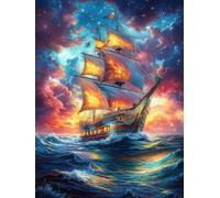 Vintage Sailing Ship on The Ocean at Sunset 1000 Pcs Jigsaw Puzzle Bundle Wildlife Pet Family Puzzle Lovers Fun Family Game Mindful Activity Spring Eco Friendly Cardboard 1000 PCS