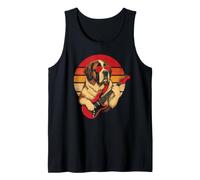 Vintage Saint Bernard Playing Classic Guitar Rock Music Dog Tank Top