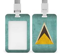 Vintage Saint Lucia Flag Funny ID Badge Holder with Lanyard Name Card Holders for Work Nurse Teacher
