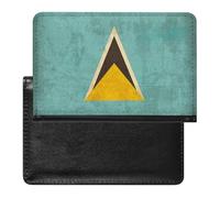 Vintage Saint Lucia Flag Funny Passport Holder for Travel Wallet Cover Document Organizer with Card Slot