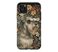 Vintage Salt and Pepper Schnauzer Floral Art Case for iPhone 11 Pro Max