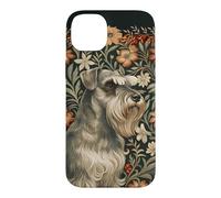 Vintage Salt and Pepper Schnauzer Floral Art Case for iPhone 14 Plus
