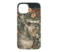 Vintage Salt and Pepper Schnauzer Floral Art Case for iPhone 15 Plus