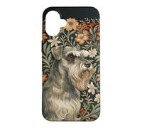 Vintage Salt and Pepper Schnauzer Floral Art Case for iPhone 16 Plus