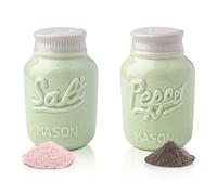Vintage Salt & Pepper Shakers by Comfify - Adorable, Farmhouse Mill Set for Vintage, Rustic, Shabby Chic Decor - Sturdy Ceramic in Green - 3.5 oz. Capacity