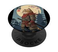 Vintage Samurai Cat Japanese Martial Arts Feline Anime Graph PopSockets Adhesive PopGrip