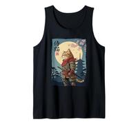 Vintage Samurai Cat Japanese Martial Arts Feline Anime Graph Tank Top