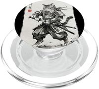 Vintage Samurai Cat Japanese Sumi-e Ink Feline Martial Arts PopSockets PopGrip for MagSafe