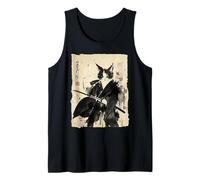 Vintage Samurai Cat Sumi-e Ink Wash Japanese Martial Arts Tank Top