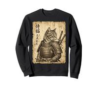Vintage Samurai Cat Warrior Japanese Woodblock JAPAN Sweatshirt