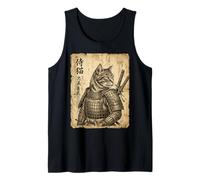 Vintage Samurai Cat Warrior Japanese Woodblock Japan Tank Top