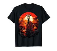 Vintage samurai Giraffe on Japanese ninja art Giraffe T-Shirt