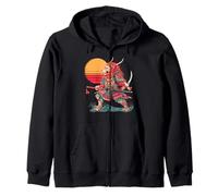 Vintage Samurai Lion Japanese Warrior Ukiyo-e Style Zip Hoodie