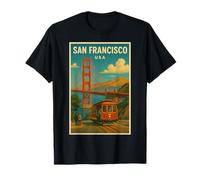 Vintage San Francisco Travel Poster with Golden Gate Bridge T-Shirt