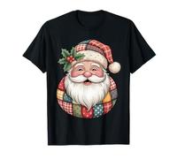 Vintage Santa Claus Christmas Cozy Holiday Patchwork Design T-Shirt