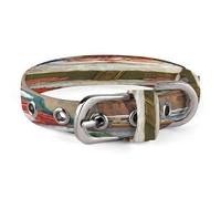 Vintage Santa Claus Dog Collar Adjustable Pet Collar Stainless Steel D-Ring Collar Oxford Cloth Cat Collar Strap with Metal Buckle for Small Medium Dog