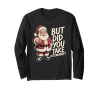 Vintage Santa Claus School Secretary Take Attendance Long Sleeve T-Shirt