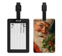 Vintage Santa Claus Wearing Glasses Luggage Tag Travel Bag Suitcase Baggage Name Tags