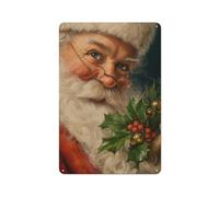 Vintage Santa Claus Wearing Glasses Tin Metal Signs Wall Art Decorations for Bar Pub Club Cafe Room Farmhouse White 30x20cm