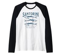 Vintage Santorini Aegean Sea Cool-Looking Mediterranean Fish Raglan Baseball Tee