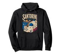 Vintage Santorini Greece Travel Souvenir Landmark Gift Pullover Hoodie