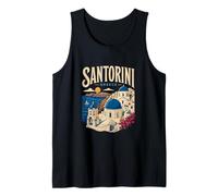 Vintage Santorini Greece Travel Souvenir Landmark Gift Tank Top
