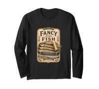 Vintage Sardines Olive Oil Retro Mediterranean Seafood Long Sleeve T-Shirt